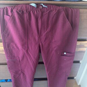 Men's figs scrubs pants, Burgundy Cairo - Large Tall